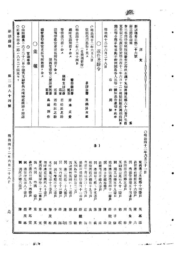 《澎湖廳報》第264號