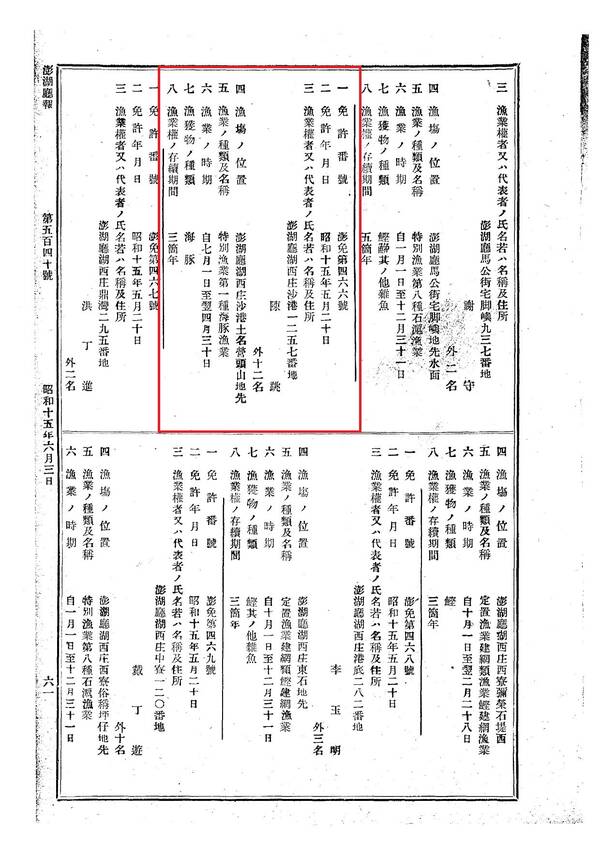 《澎湖廳報》第364號1935年7月12日〈公告〉